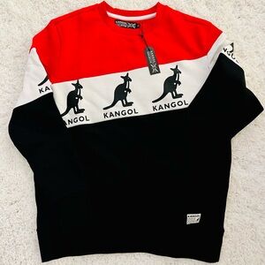 Kangol Men's Bold Red, White, and Black Crewneck Sweater